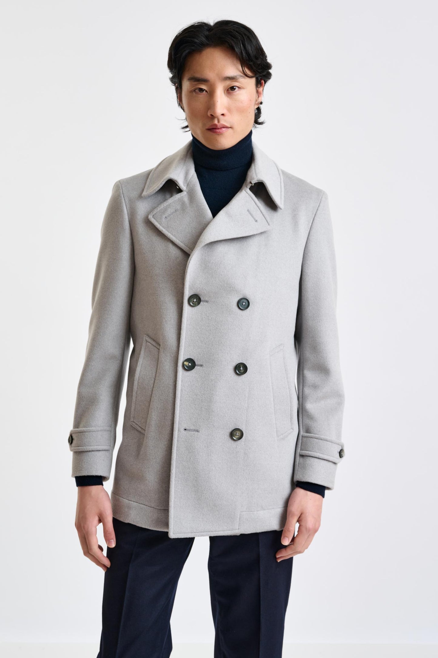 Light Grey Wool Nelson Peacoat Zeus - View 2