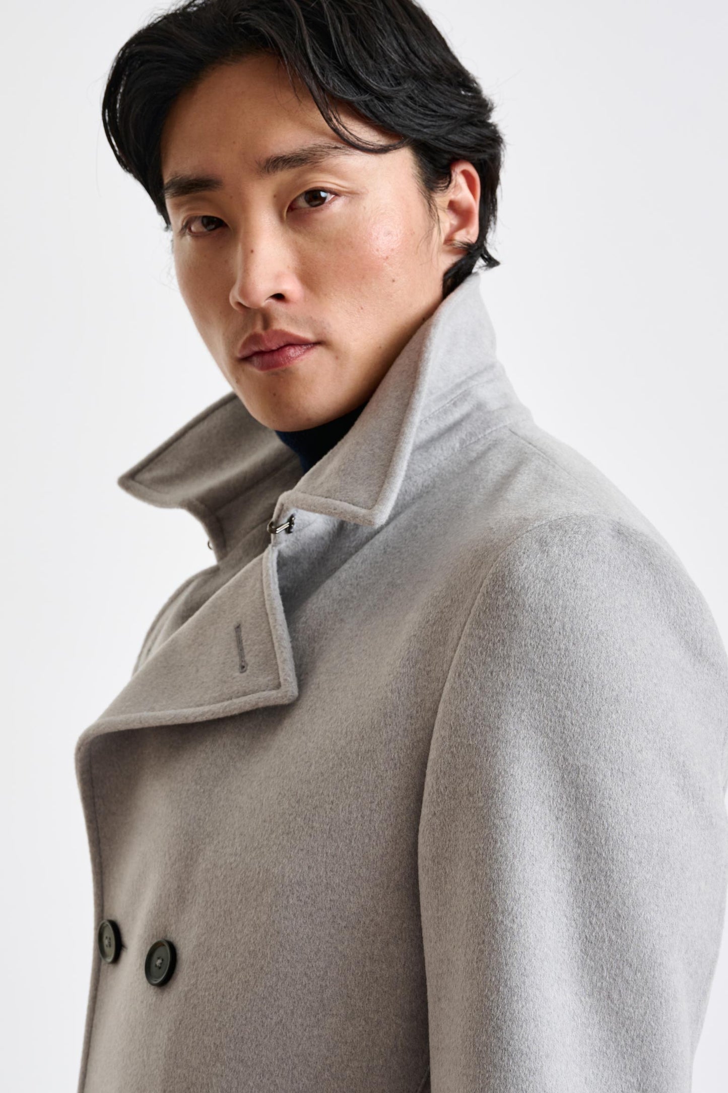 Light Grey Wool Nelson Peacoat Zeus - View 3