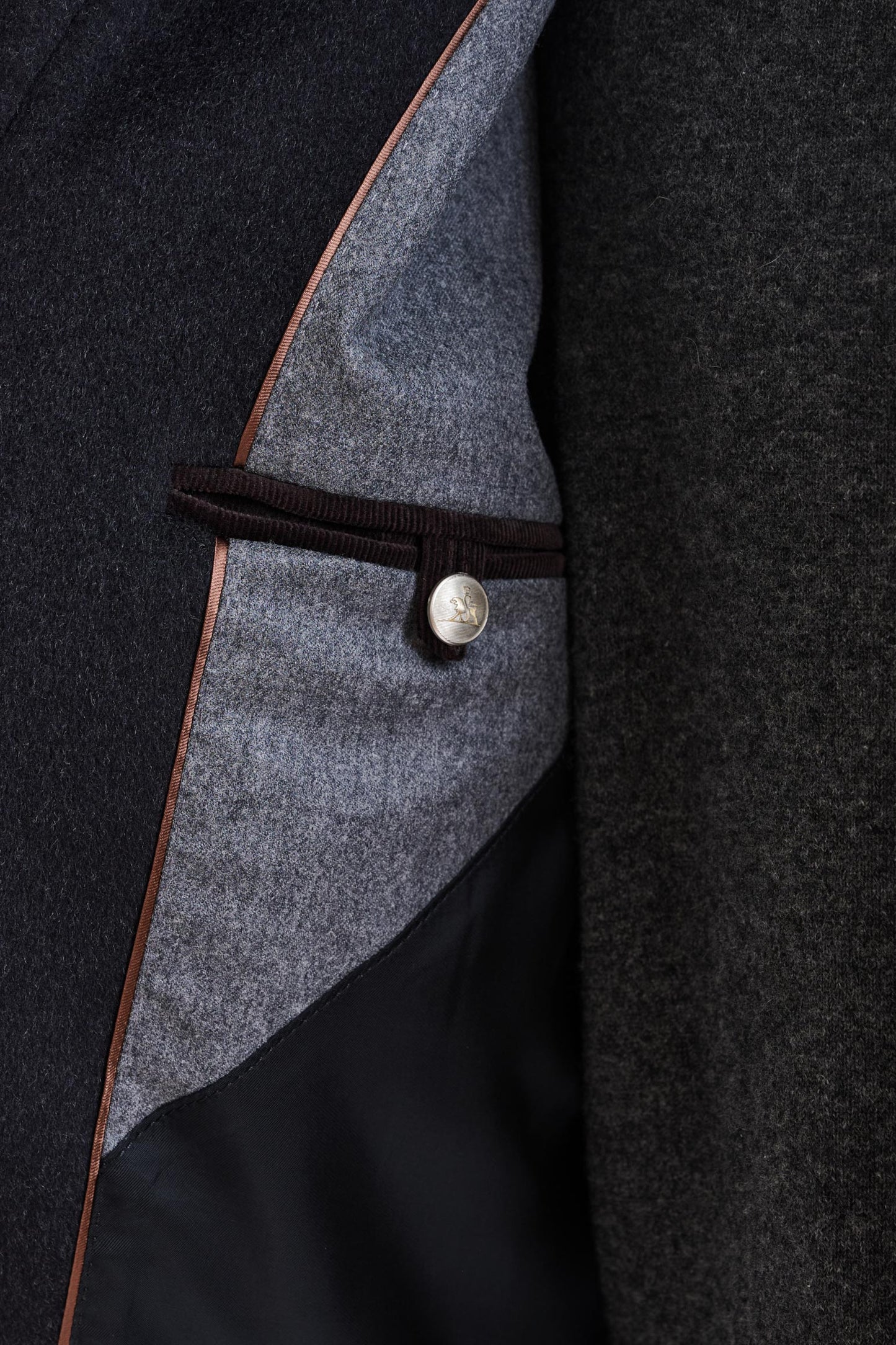 Dark Grey Wool Warwick Zeus Bomber Jacket - View 5