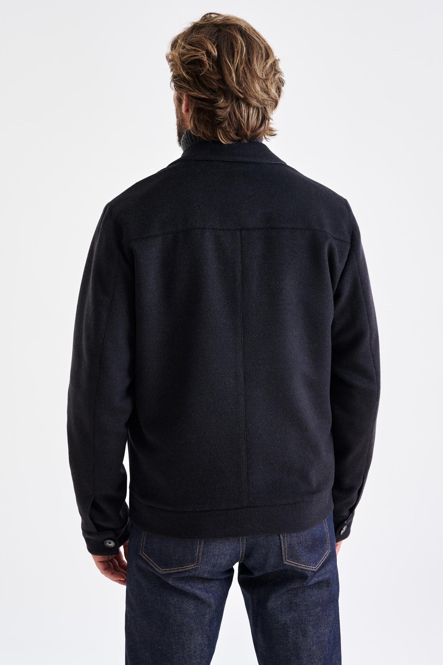 Dark Grey Wool Warwick Zeus Bomber Jacket - View 7