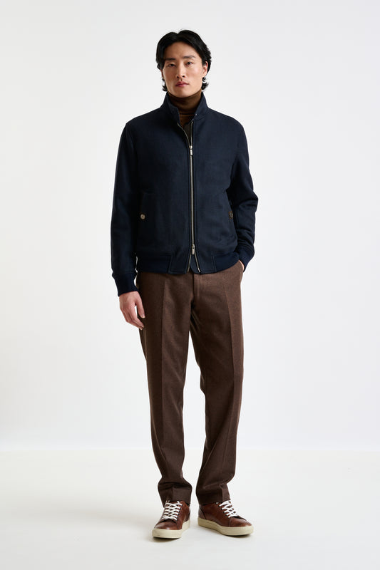 Navy Wool Warwick Bomber Jacket Zeus - View 1