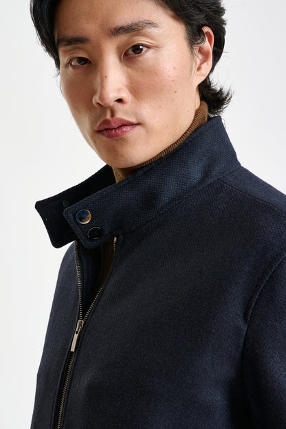 Navy Wool Warwick Bomber Jacket Zeus - View 2