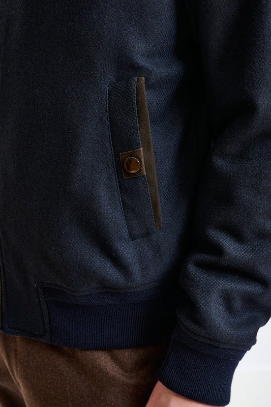 Navy Wool Warwick Bomber Jacket Zeus - View 3