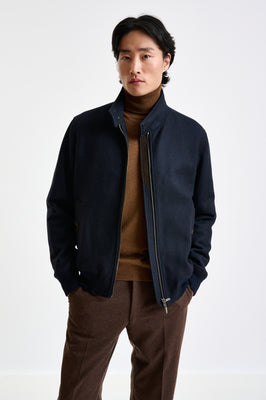 Navy Wool Warwick Bomber Jacket Zeus - View 5