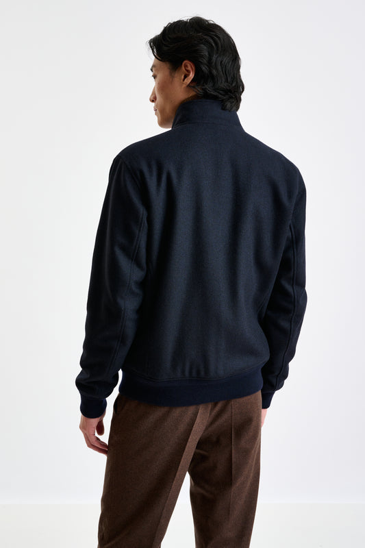 Navy Wool Warwick Bomber Jacket Zeus - View 6