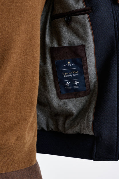 Navy Wool Warwick Bomber Jacket Zeus - View 7