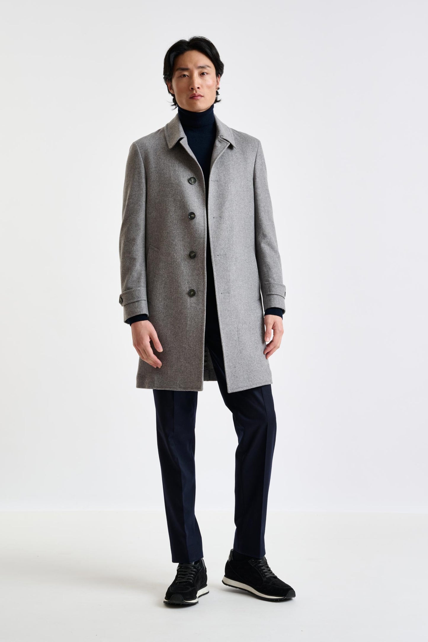 Light Grey 100% Cashmere Leeds Coat Zeus - View 1