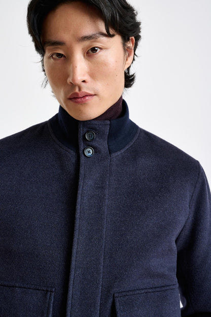 Midnight Blue Wool Warwick Bomber Jacket Zeus - View 4