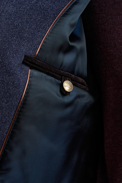 Midnight Blue Wool Warwick Bomber Jacket Zeus - View 7