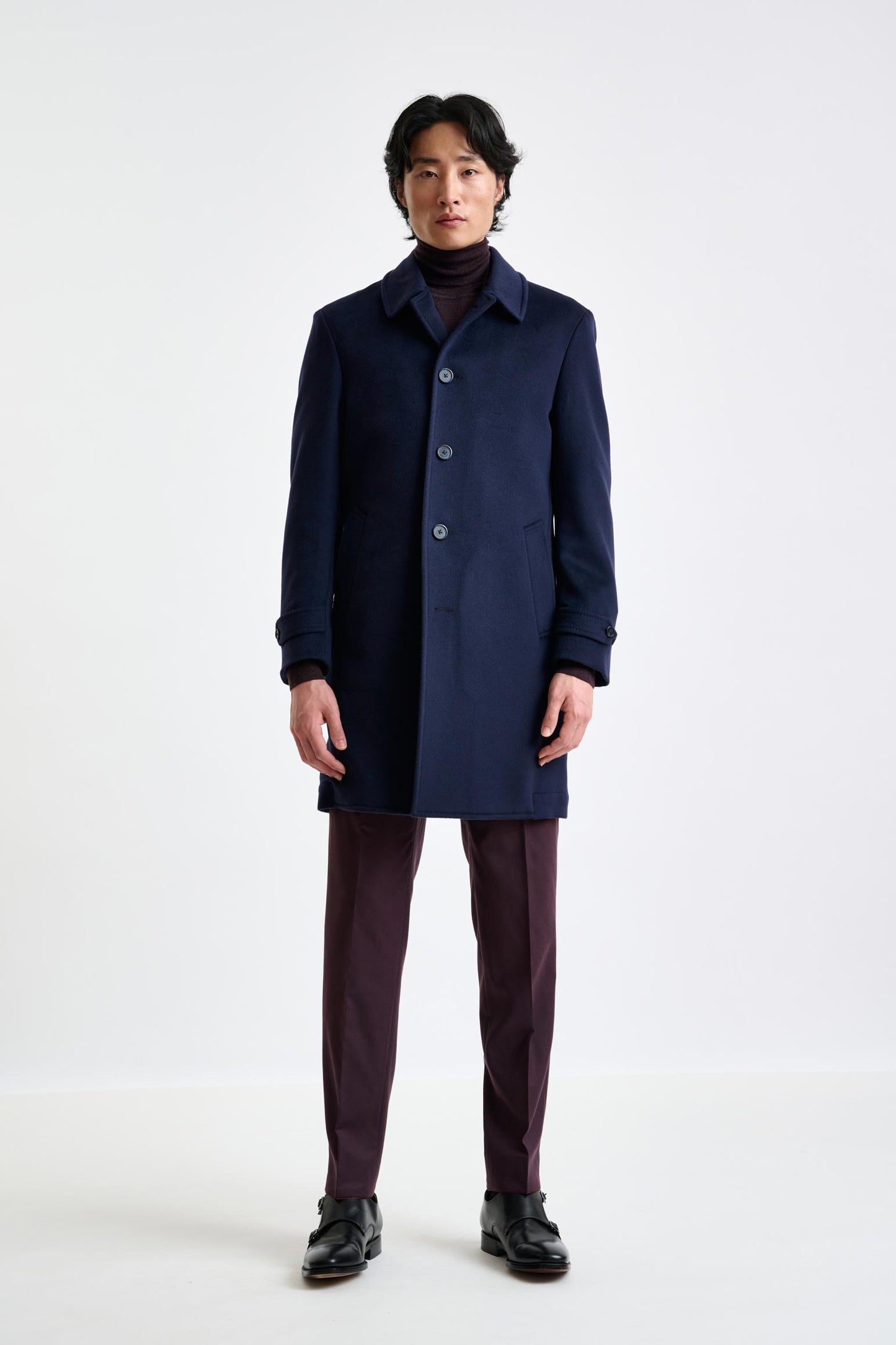 Navy Wool Leeds Coat Zeus - View 2