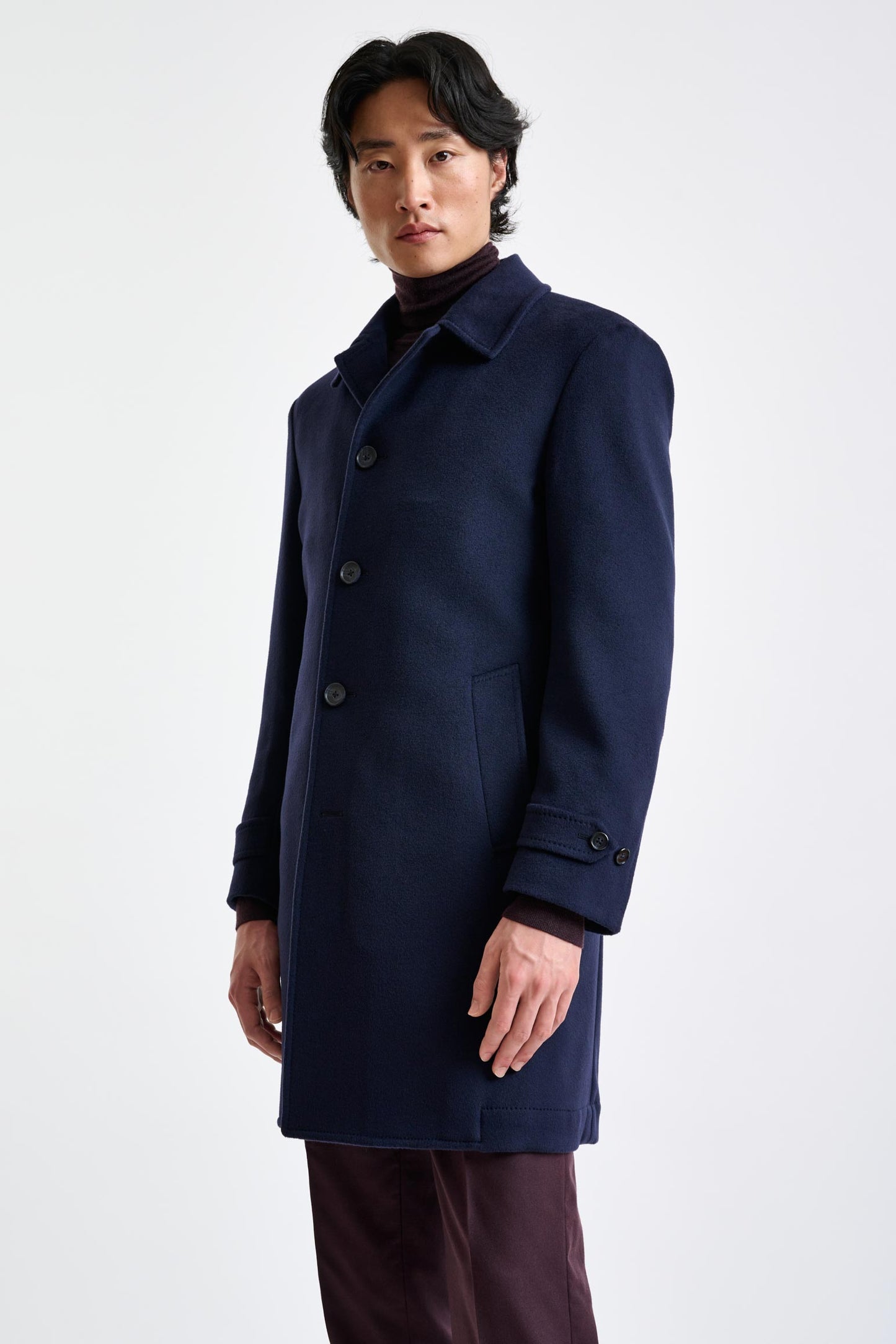 Navy Wool Leeds Coat Zeus - View 3