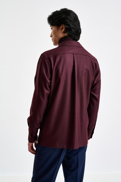 Red 100% Cashmere Shirt Jacket Bliss - View 5