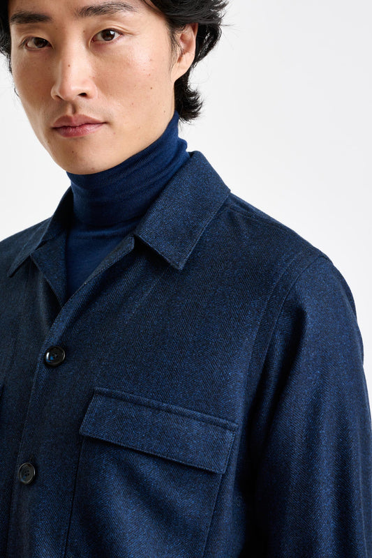 Navy Wool Shirt Jacket Zeus - View 2