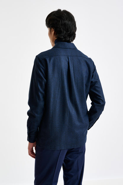 Navy Wool Shirt Jacket Zeus - View 4