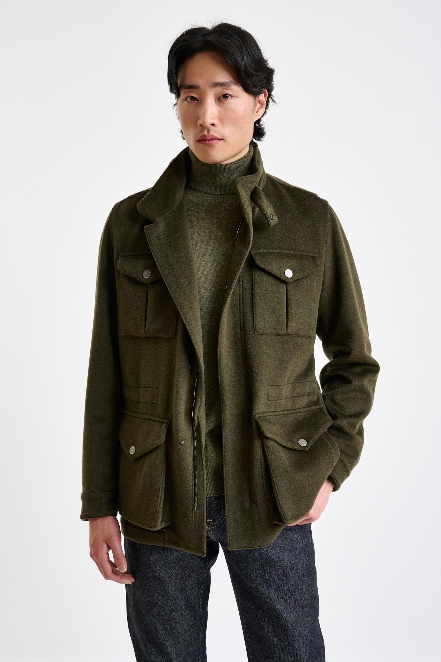 Green Wool Dartmoor Field Jacket Zeus - View 2