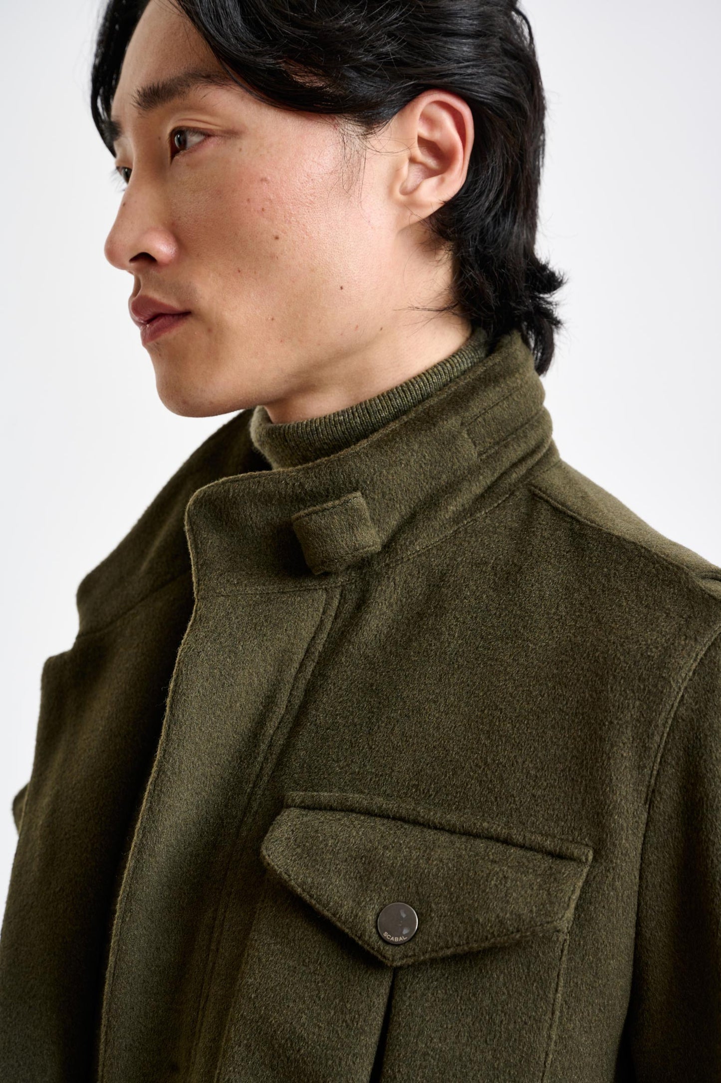 Green Wool Dartmoor Field Jacket Zeus - View 3