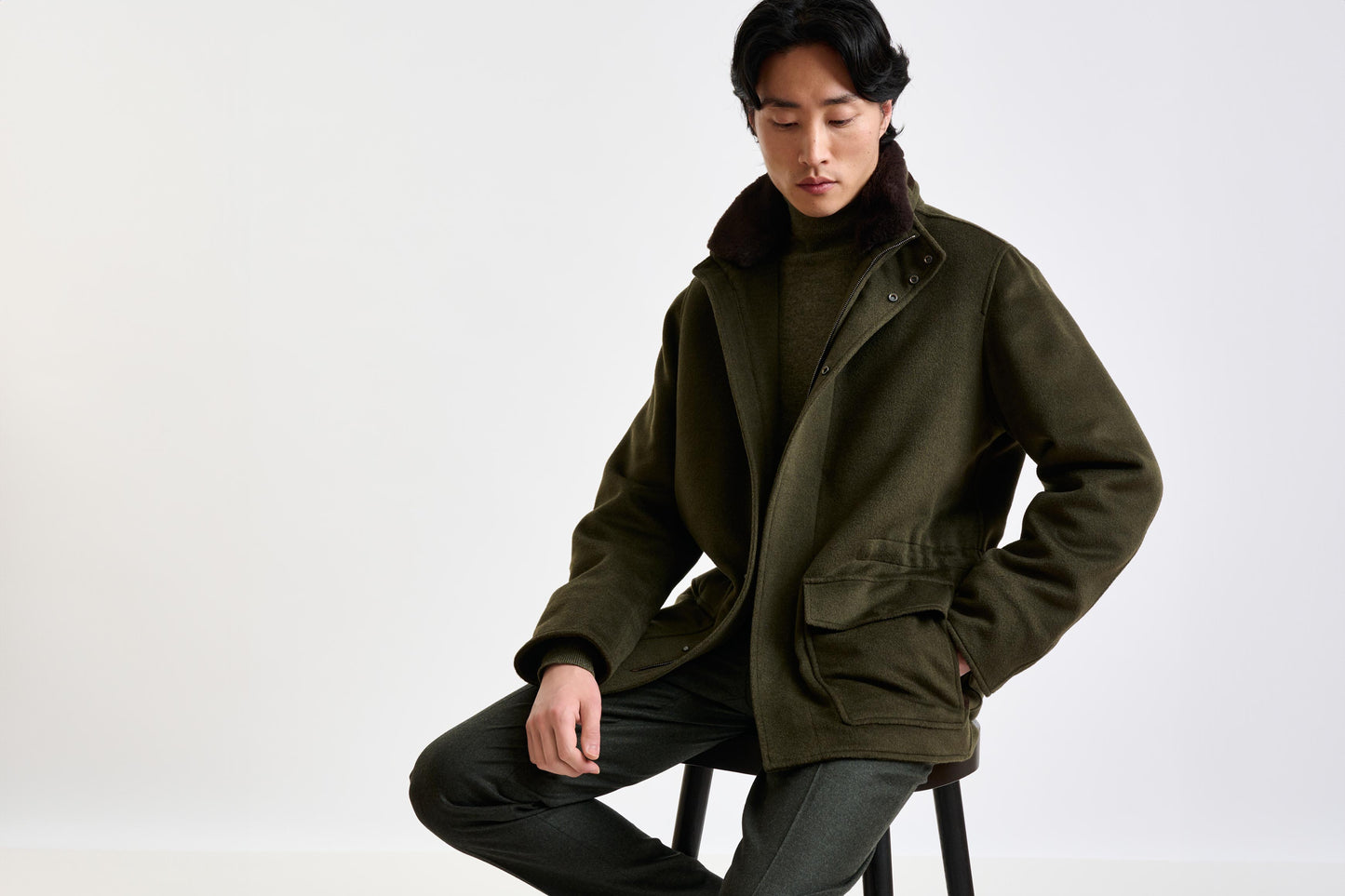 Green Wool Dartmoor Field Jacket Zeus - View 8