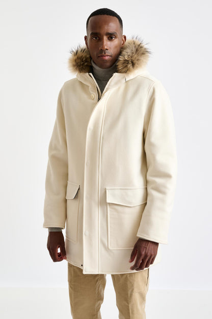 Beige Wool Bedford Parka Zeus - View 3