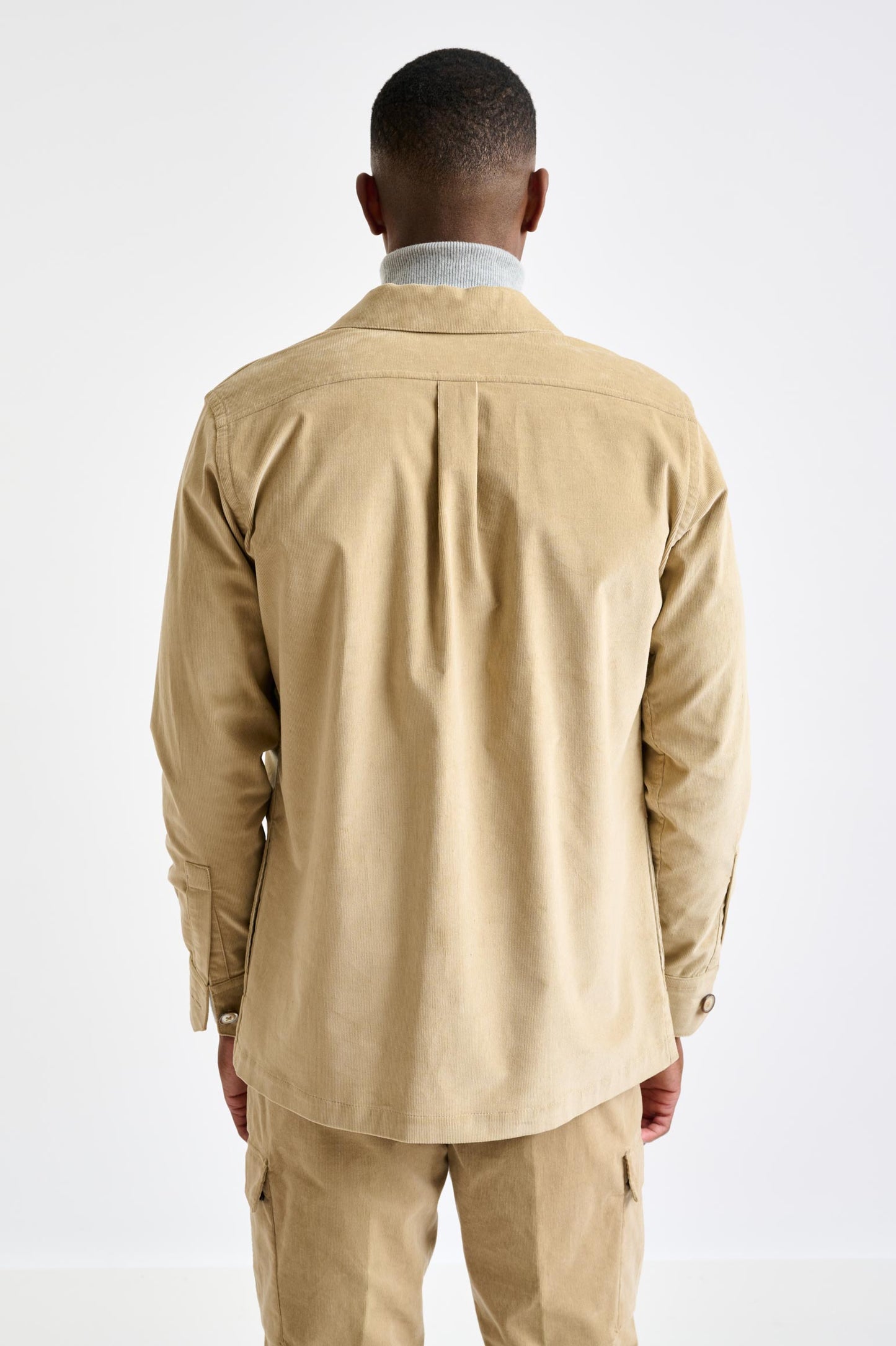 Beige Cotton Shirt Jacket Corduroy - View 6