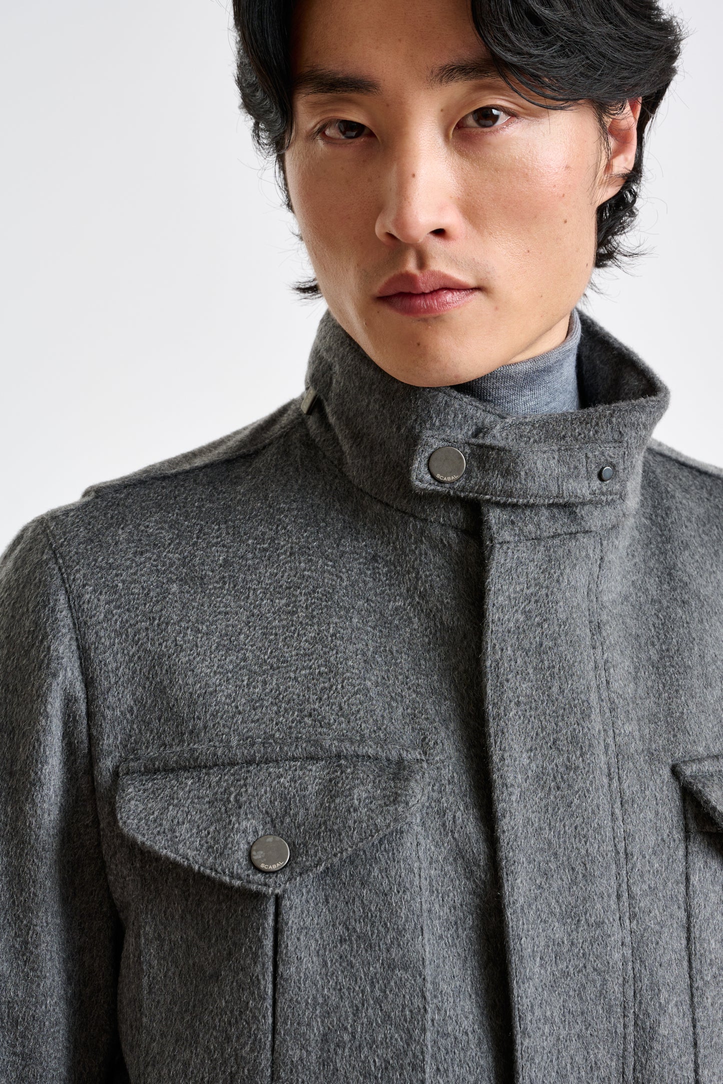 Grey 100% Cashmere Dartmoor Field Jacket Zeus