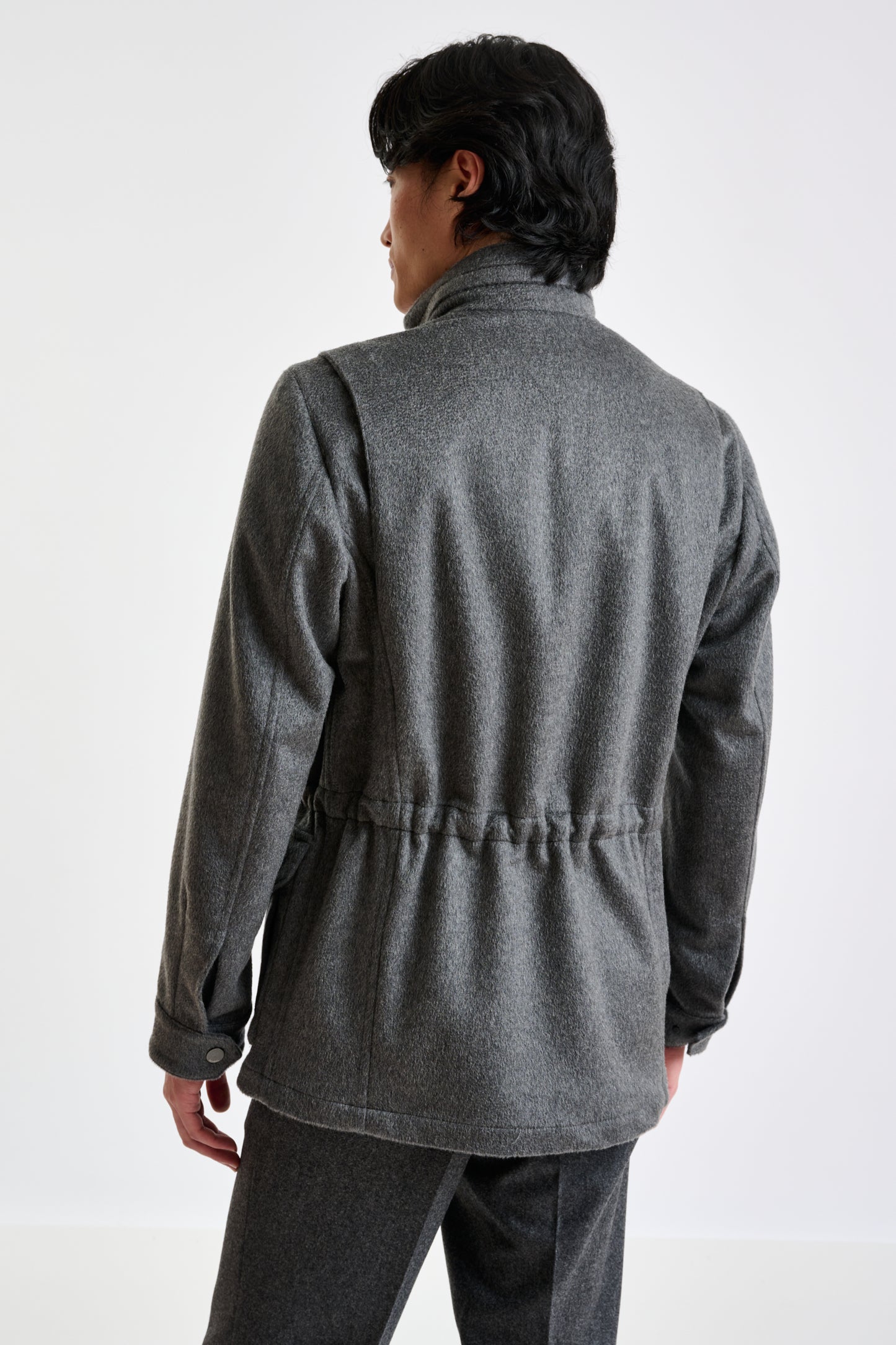 Grey 100% Cashmere Dartmoor Field Jacket Zeus