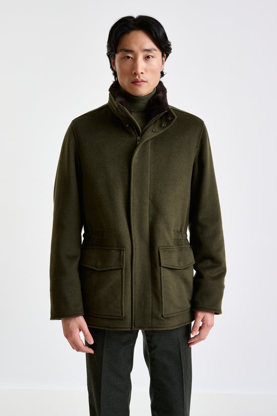 Olive Green wool York Field Jacket Zeus - View 2