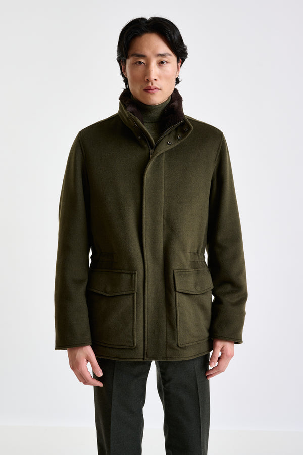Olivgrüne York Field Jacke Aus Wolle Zeus