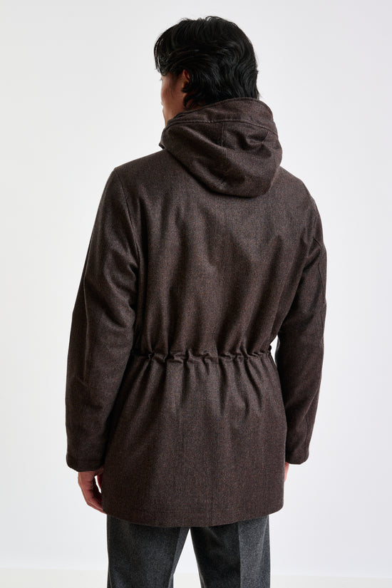 Grey 100% Technical Wool Flannel Bedford Parka - View 7