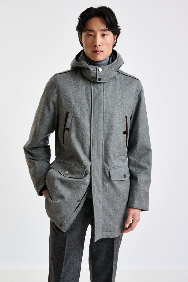 Parka Bedford Flanel Grijze 100% Technisch Wol