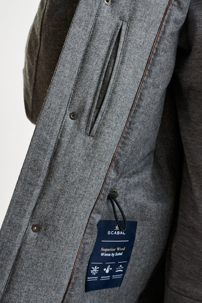 Grey 100% Technical Wool Flannel Bedford Parka - View 5