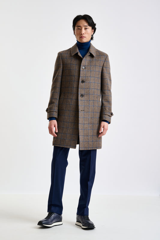 Check Brown Wool Leeds Coat - View 1