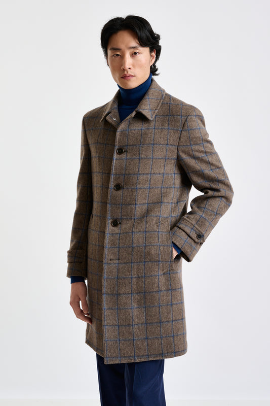 Check Brown Wool Leeds Coat - View 2