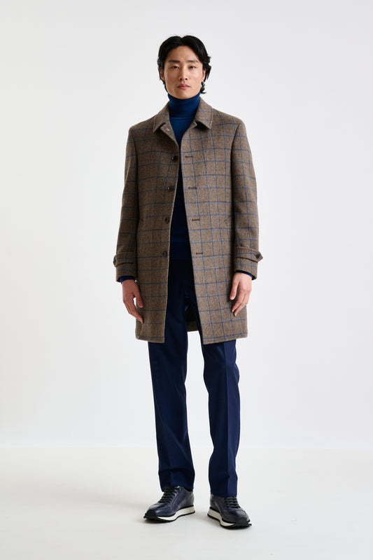 Check Brown Wool Leeds Coat - View 3