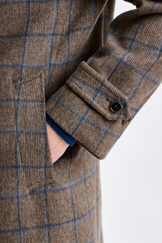 Check Brown Wool Leeds Coat - View 4
