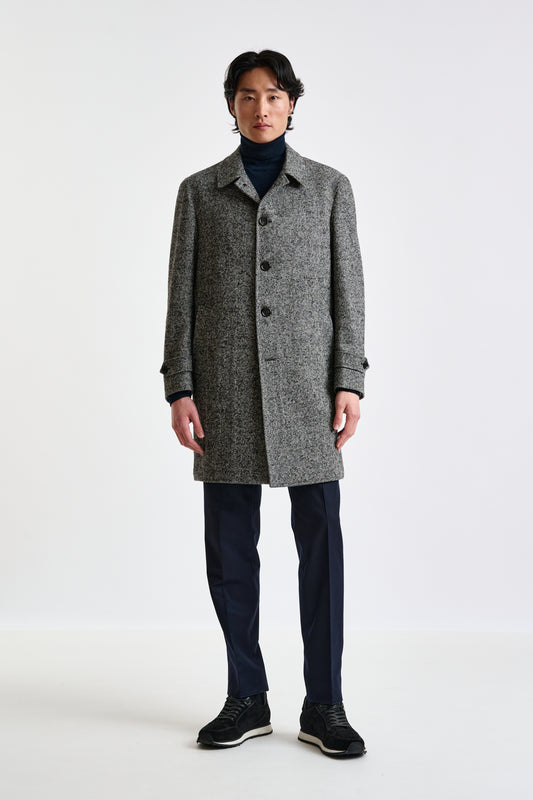 Grey Melange Wool Leeds Coat - View 1