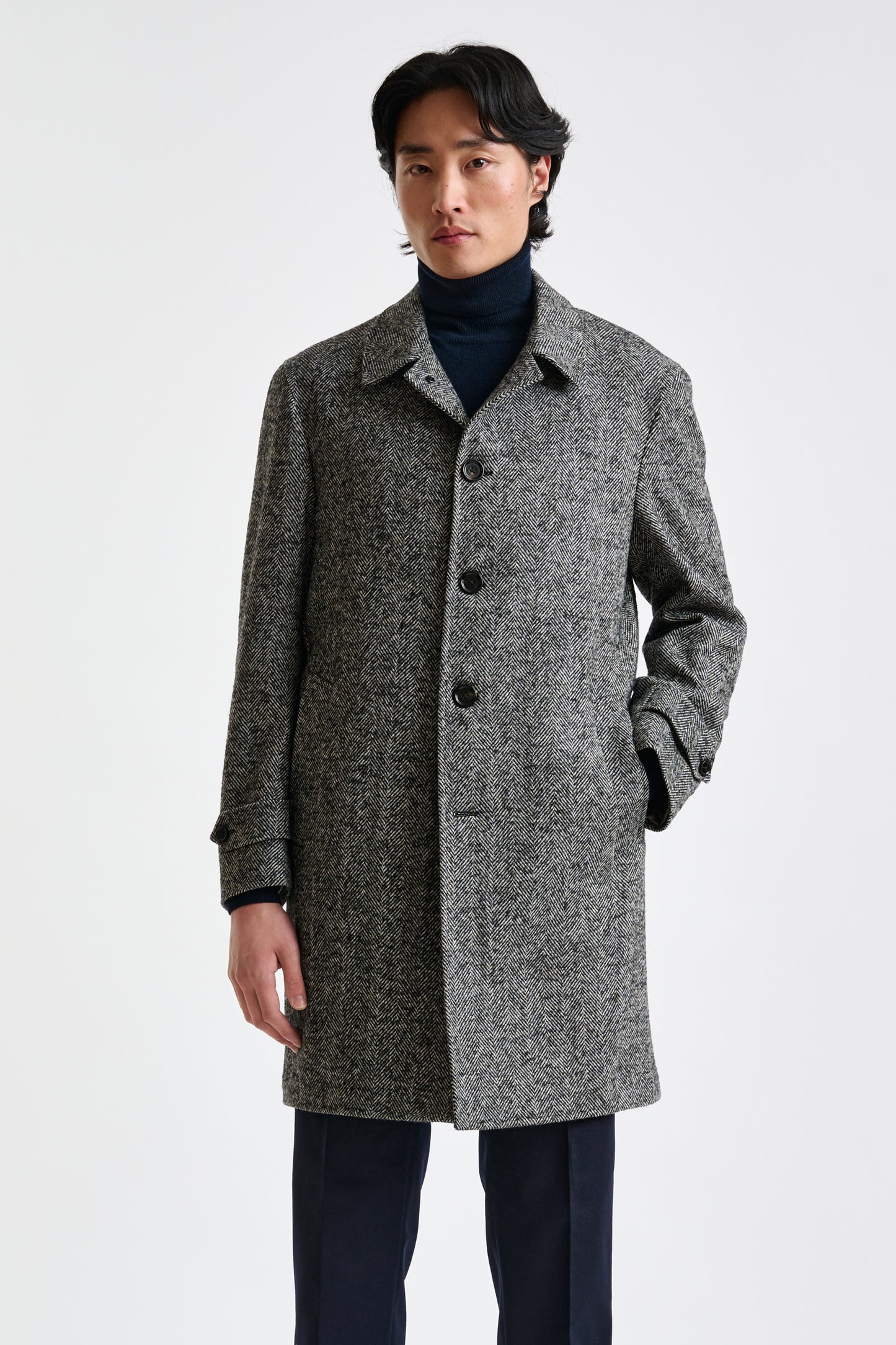 Grey Melange Wool Leeds Coat - View 2