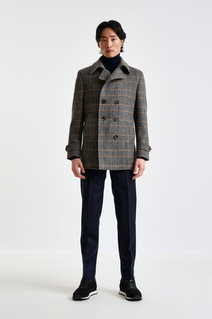 Check Grey Wool Nelson Peacoat - View 1