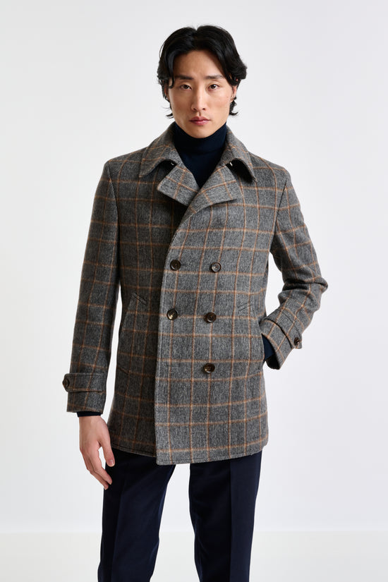 Check Grey Wool Nelson Peacoat - View 2