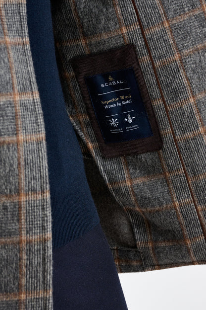 Check Grey Wool Nelson Peacoat - View 6