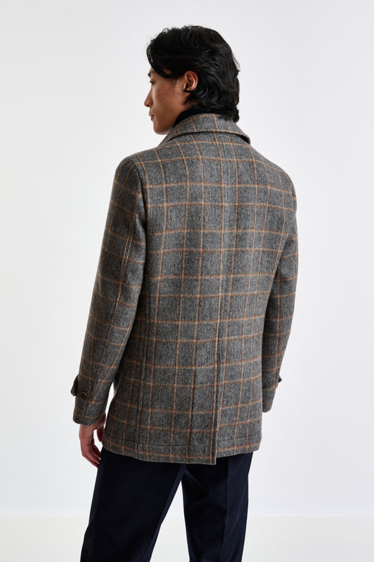 Check Grey Wool Nelson Peacoat - View 7