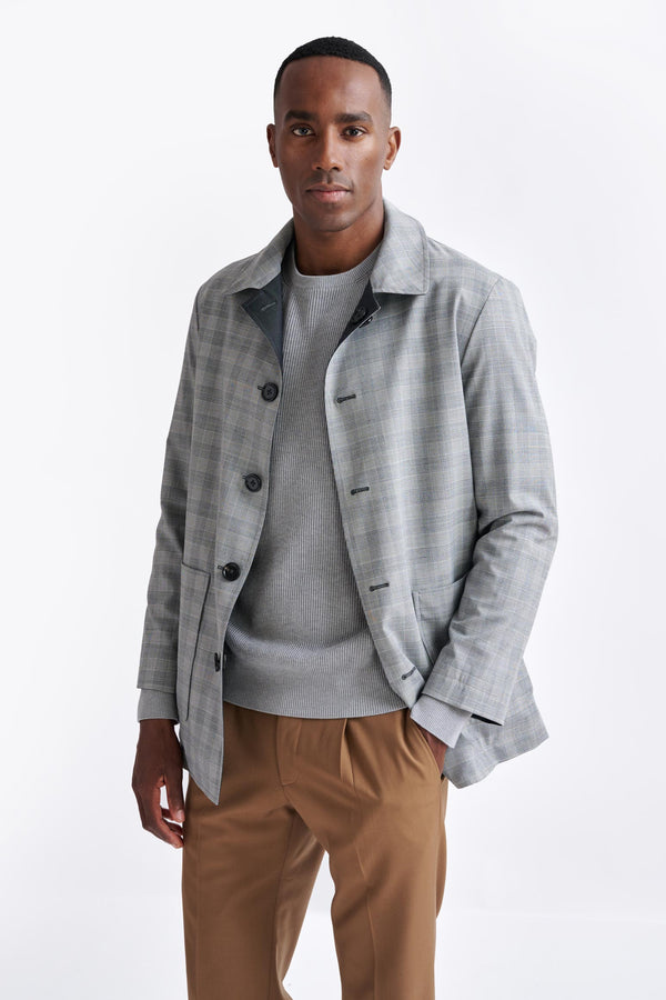 Dunkelgraue Troy-Wendejacke Aus Wolltwill-Membran