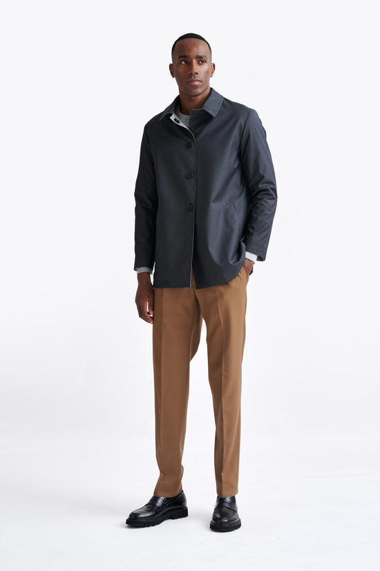 Dark Grey Wool Twill Membrane Troy Jacket - View Four