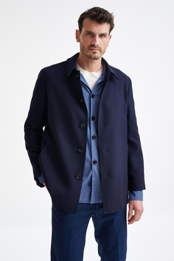 Dunkelblaue Woll-Connect-Troy-Jacke