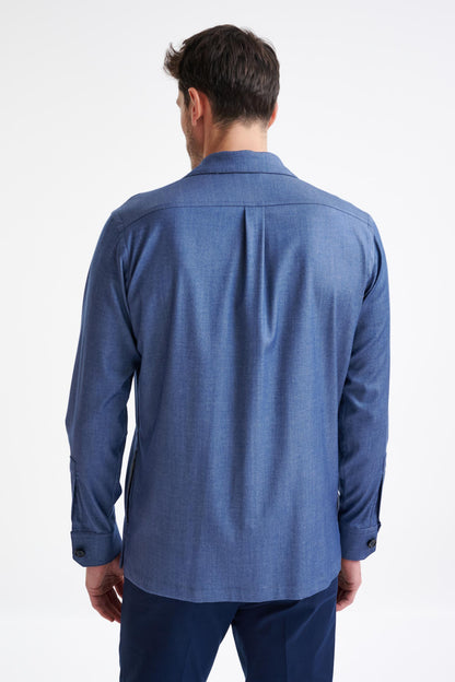 Blue Cotton Plymouth Shirt Jacket Cashmere Denim - View Six