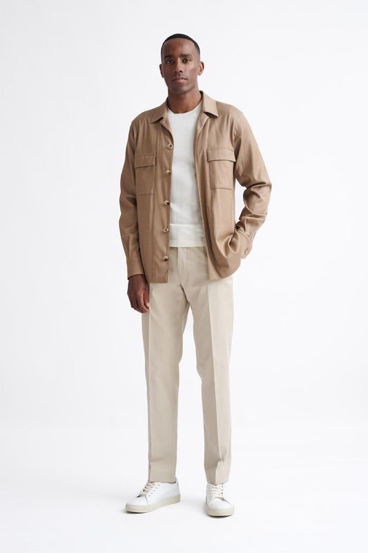 Light Brown Cotton Plymouth Shirt Jacket Cashmere Denim