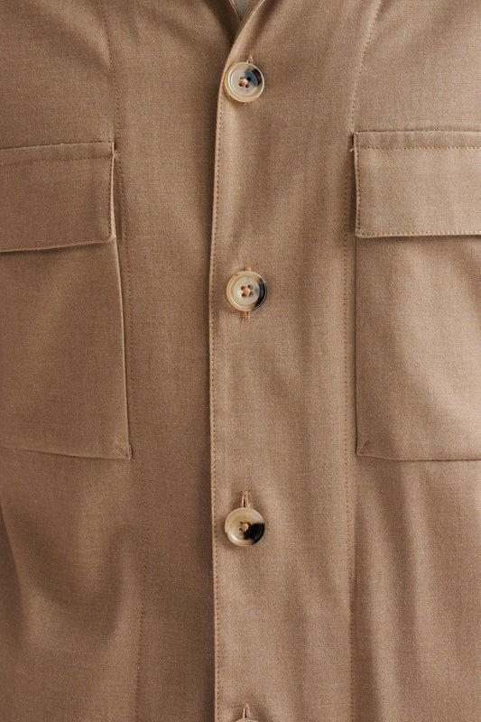 Light Brown Cotton Plymouth Shirt Jacket Cashmere Denim - View Three