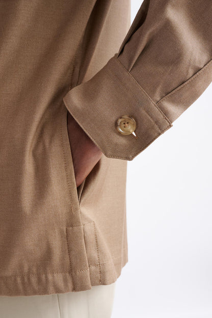 Light Brown Cotton Plymouth Shirt Jacket Cashmere Denim - View Four