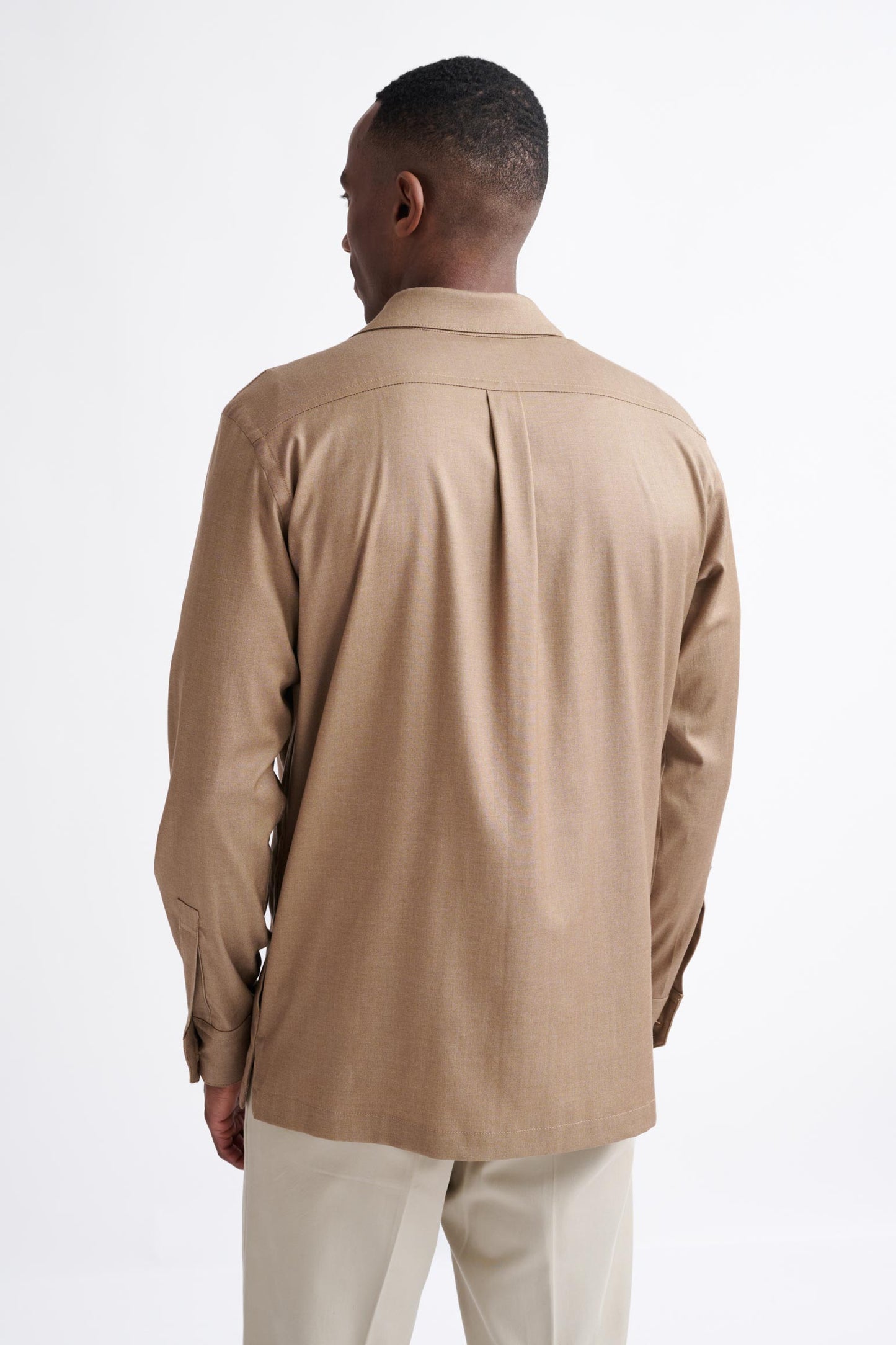 Light Brown Cotton Plymouth Shirt Jacket Cashmere Denim