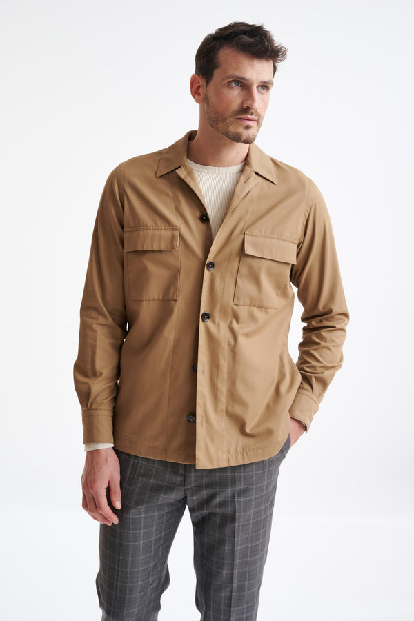Beige Plymouth-Overhem Cashmere Cotton
