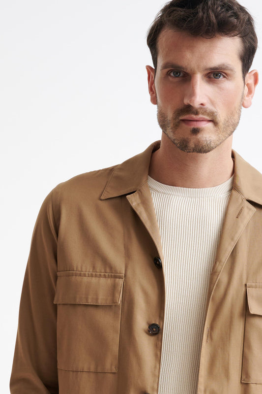 Beige Plymouth Shirt Jacket Cashmere Cotton - View Three